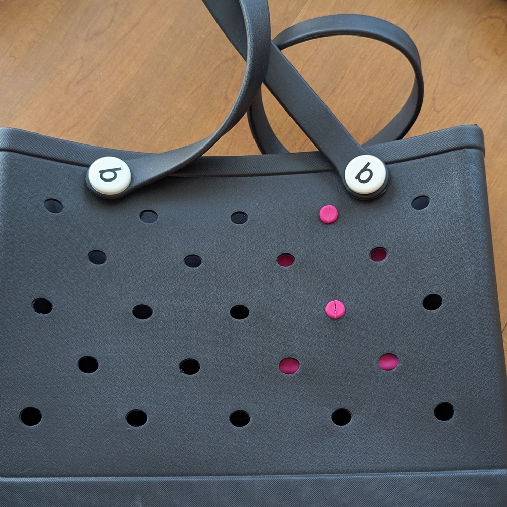 Stylish Black Tote Bag with Pink Accents